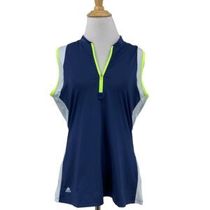 Adidas Polo Shirt Womens M Medium Multi Colorblock Sleeveless Performance Golf